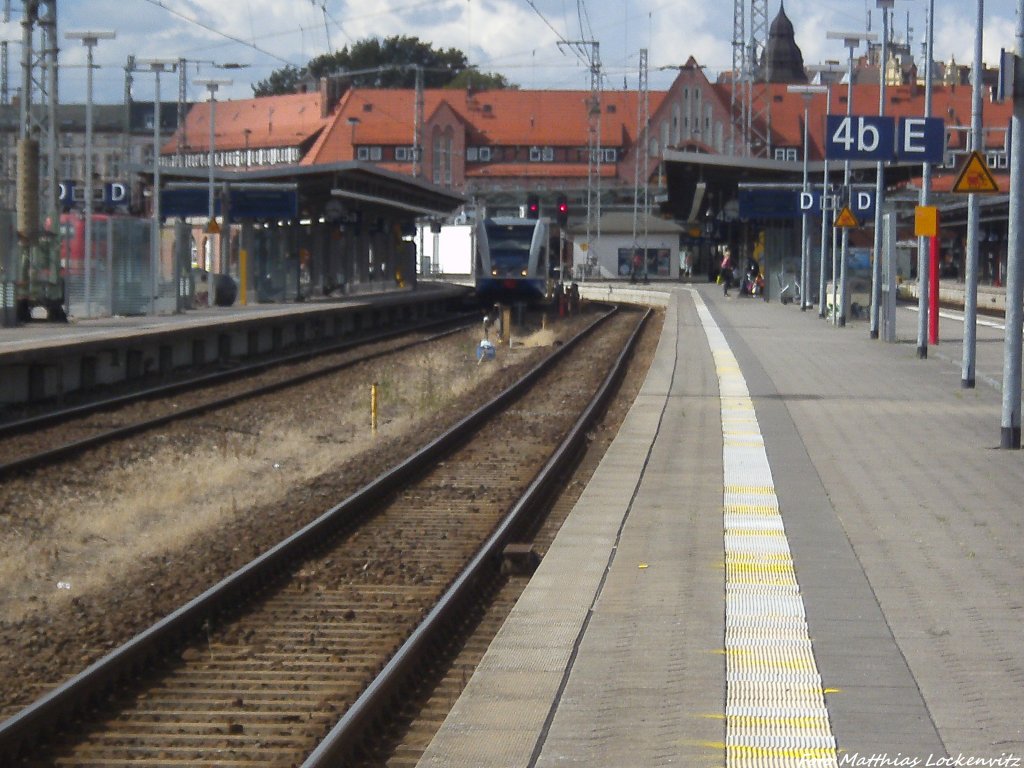 UBB GTW 2/6 aus Barth im Bahnhof Stralsund Hbf am 13.8.13