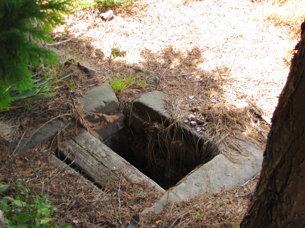 Vermutlich ist hier die Einf�ll�ffnung zum Kohlenkeller vor dem Fenster der ehemaligen Fahrkartenausgabe im Bf Laucha zu sehen. Die  Dienstkohle  wurde fr�her per Bahn antransportiert; 09.09.2012