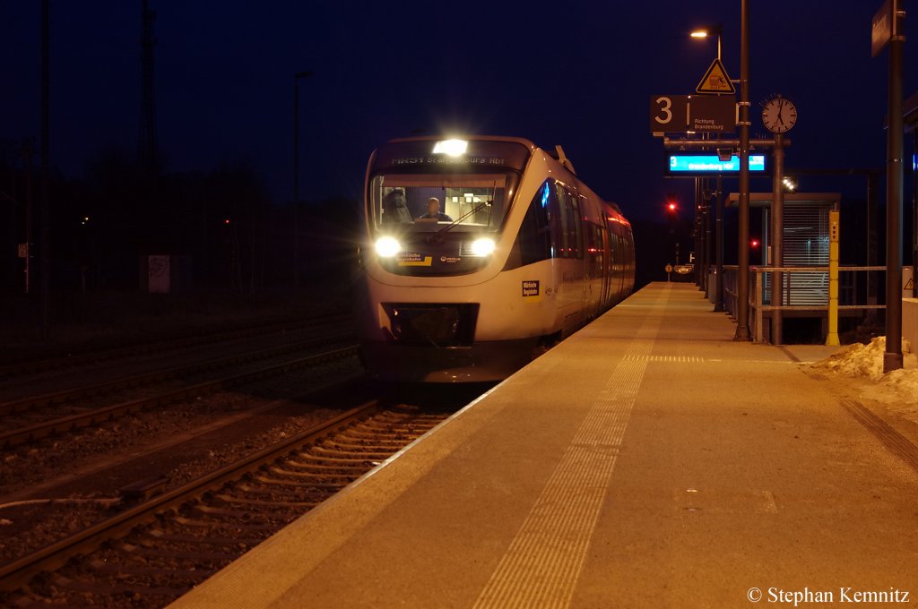 VT 643.21 der Mrkische Regiobahn (Ostseeland Verkehr) als MR51 (MR 68937) nach Brandenburg Hbf in Rathenow. 11.01.2011