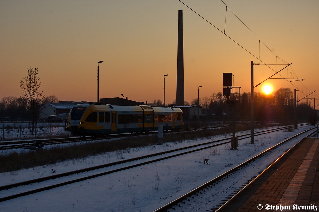 VT 646.045 (646 045-4) ODEG - Ostdeutsche Eisenbahn GmbH als OE51 (OE 68982) von Brandenburg Hbf nach Rathenow, bei der Einfahrt in Rathenow. 11.02.2012