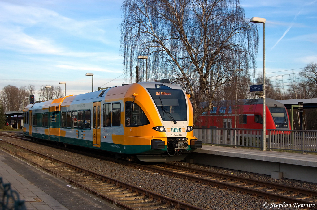 VT 646.045 (646 045-4) ODEG - Ostdeutsche Eisenbahn GmbH als OE51 (OE 68982) von Brandenburg Hbf nach Rathenow im Brandenburger Hbf. 03.03.2012