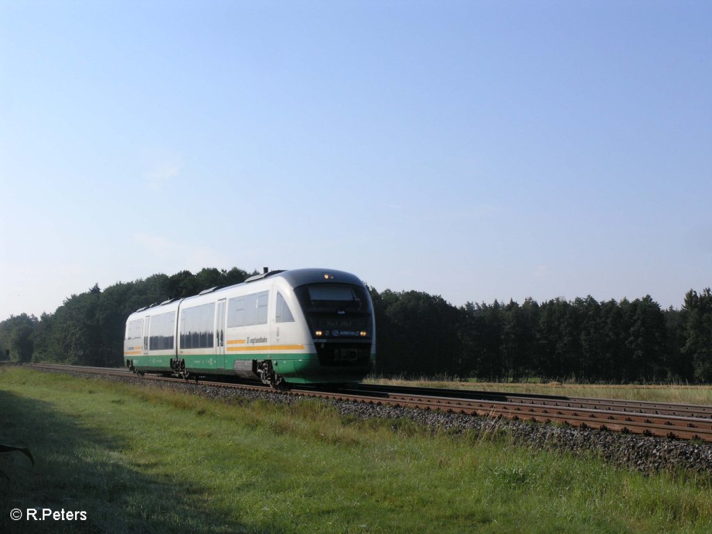 VT05 rollt bei Oberteich als VBG86544 nach Hof. 07.08.09
