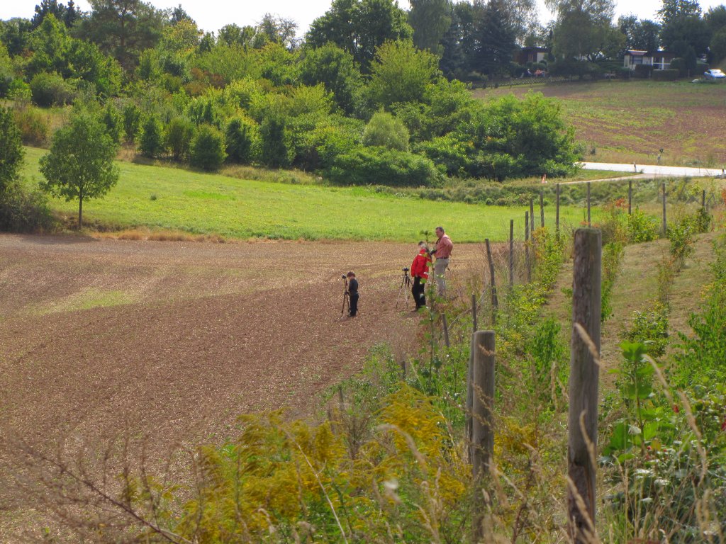 Wenn Sonderz�ge ins Unstruttal angek�ndigt sind, ist dies jedesmal ein Highlight f�r die ganze Familie. Da wird mit Video- und Fotokamera Stellung bezogen, wie hier f�r den Winzerfestsonderzug aus Leipzig am 08.09.2012 bei Ni�mitz.