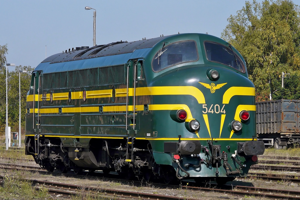 . Die SNCB HLD 5404 sonnte sich am 27.09.2009 in Mariembourg auf dem Gelnde der Museumsbahn Chemin de Fer  Vapeur des Trois Valles (CFV3V). (Hans)