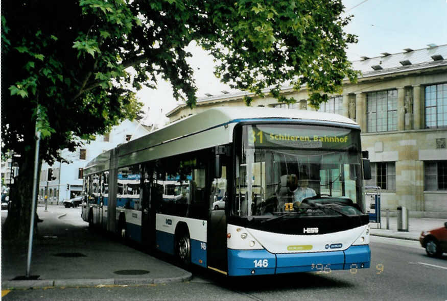 (094'722) - VBZ Zrich - Nr. 146 - Hess/Hess Gelenktrolleybus am 26. Mai 2007 in Zrich, Kunsthaus