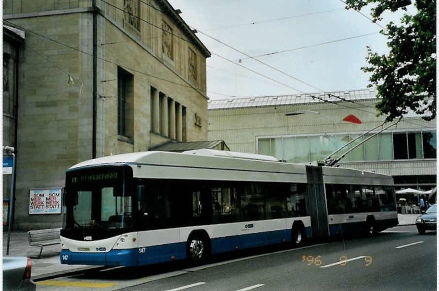 (094'728) - VBZ Zrich - Nr. 147 - Hess/Hess Gelenktrolleybus am 26. Mai 2007 in Zrich, Kunsthaus