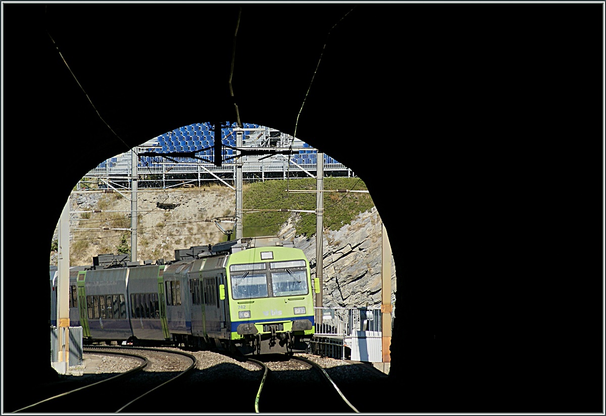 100 Jahre BLS: Durchblick durch den Schlchi-Tunnel auf der BLS Sdrampe.
7. Sept. 2013