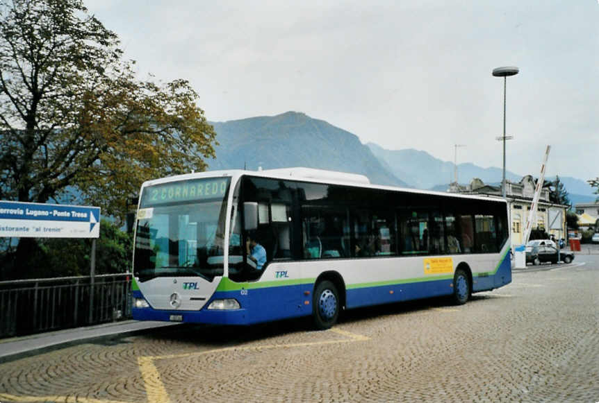 (100'024) - TPL Lugano - Nr. 2/TI 207'002 - Mercedes am 4. Oktober 2007 beim Bahnhof Lugano