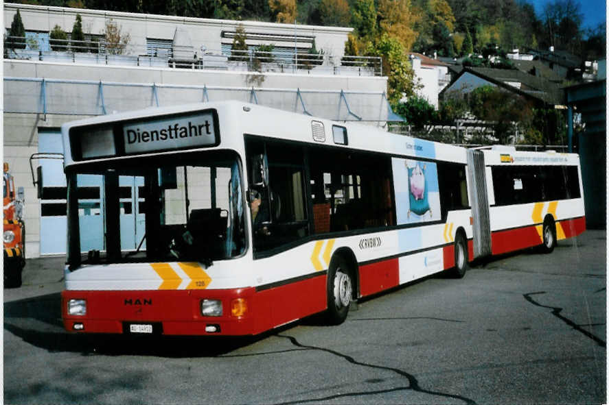 (100'925) - RVBW Wettingen - Nr. 128/AG 14'912 - MAN am 3. November 2007 in Wettingen, Garage