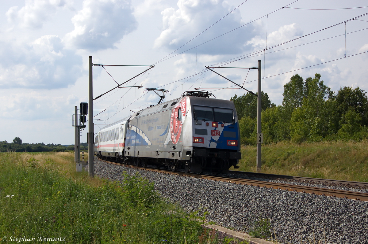 101 060-2  60 Jahre Bundespolizei  mit dem IC 2239  Warnow  von Warnemünde nach Leipzig Hbf in Stendal. 27.06.2014