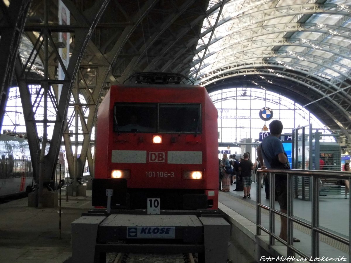 101 106 mit den InterCity (IC) im Leipziger Hbf am 12.9.16