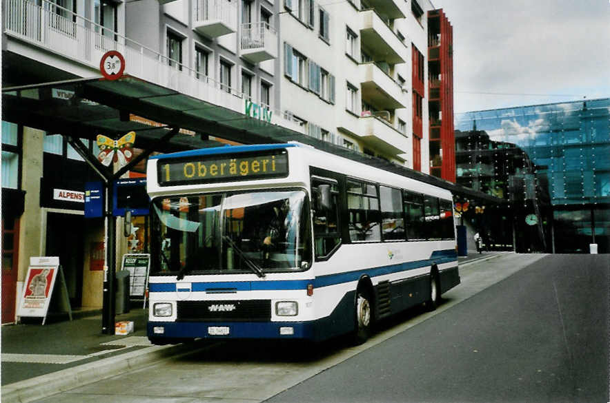 (101'328) - ZVB Zug - Nr. 107/ZG 54'617 - NAW/Hess (ex Nr. 97) am 26. November 2007 beim Bahnhof Zug