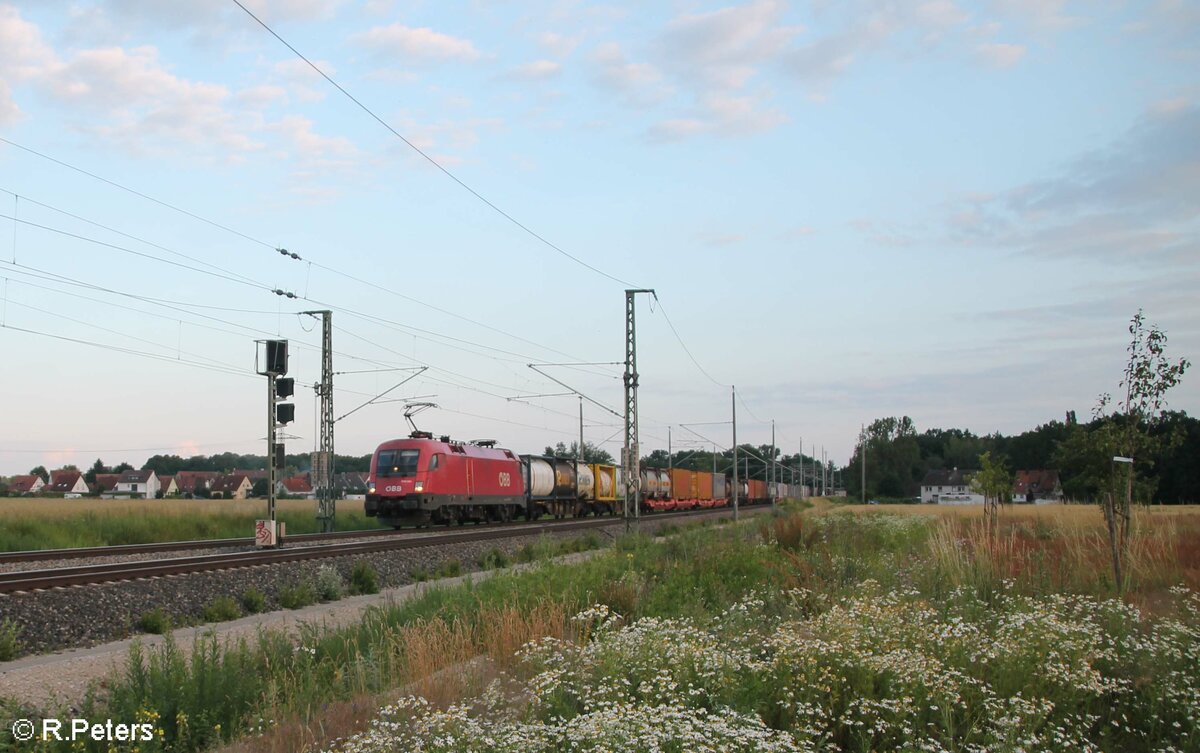 1016 026 mit KLV Zug bei Kleingründlach in Richtung Bamberg. 02.07.21