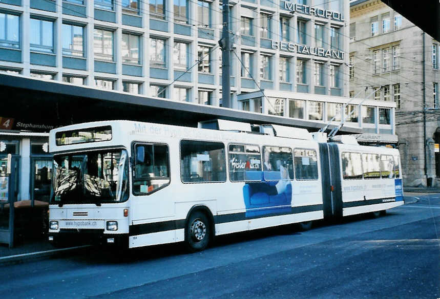 (102'616) - VBSG St. Gallen - Nr. 164 - NAW/Hess Gelenktrolleybus am 29. Dezember 2007 beim Bahnhof St. Gallen