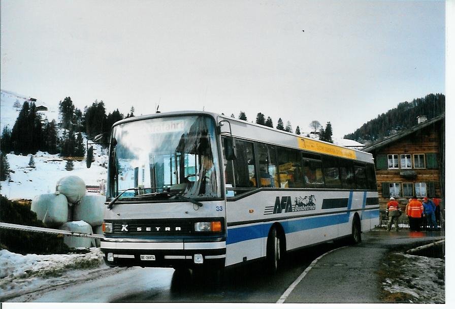 (103'212) - AFA Adelboden - Nr. 33/BE 26'974 - Setra (ex Nr. 15; ex TPYG Yverdon Nr. 5) am 6. Januar 2008 in Adelboden, Kreuzgasse 