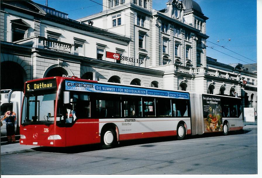 (103'736) - SW Winterthur - Nr. 326/ZH 697'326 - Mercedes am 28. Januar 2008 beim Hauptbahnhof Winterthur