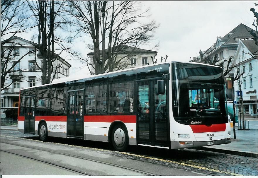 (105'805) - St. Gallerbus, St. Gallen - Nr. 258/SG 198'258 - MAN am 29. Mrz 2008 beim Bahnhof St. Gallen