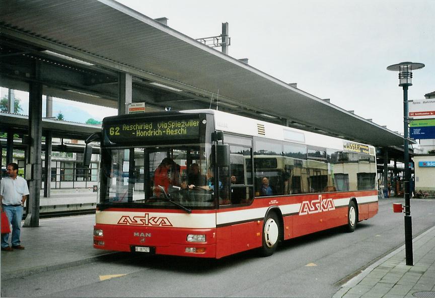 (107'835) - ASKA Aeschi - Nr. 7/BE 387'527 - MAN am 15. Juni 2008 beim Bahnhof Spiez