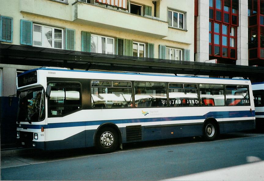 (109'410) - ZVB Zug - Nr. 105/ZG 54'615 - NAW/Hess (ex Nr. 95) am 16. Juli 2008 beim Bahnhof Zug