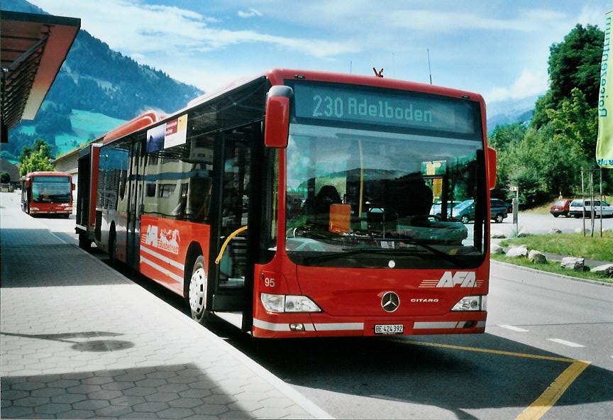 (110'036) - AFA Adelboden - Nr. 95/BE 424'392 - Mercedes am 4. August 2008 beim Bahnhof Frutigen