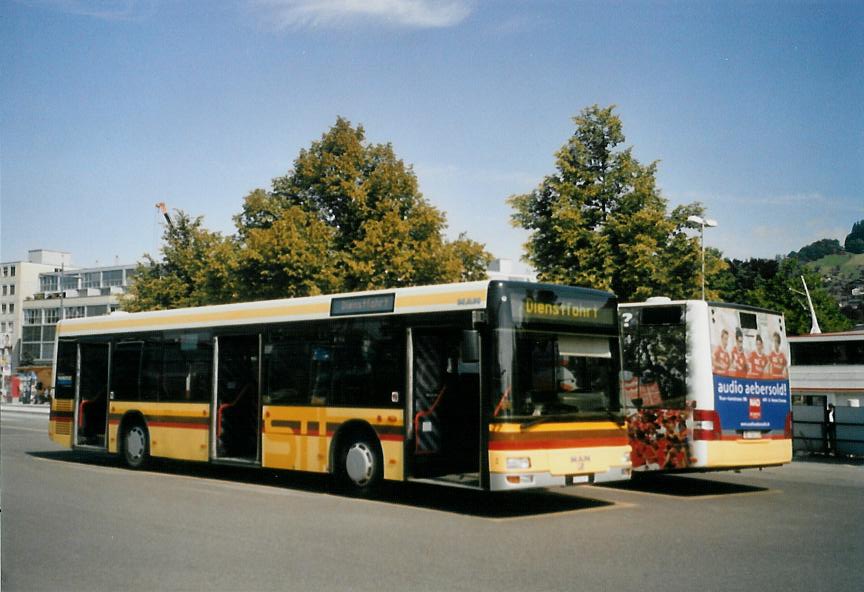 (110'519) - STI Thun - Nr. 77/BE 274'177 - MAN am 28. August 2008 beim Bahnhof Thun (prov. Haltestelle)