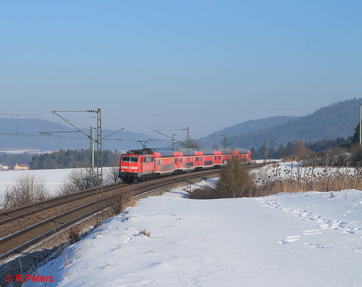 111 185-5 mit RE 4856 München - Nürnberg bei Darshofen. 21.01.17