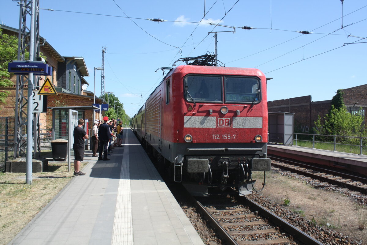 112 155 im Bahnhof Ortrand am 15.5.22