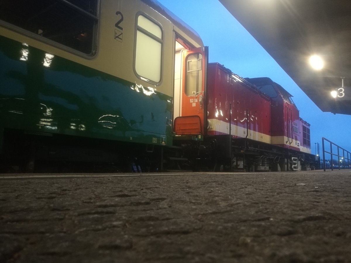 112 565 mit dem Sonderzug im Bahnhof Bernburg am 3.3.19