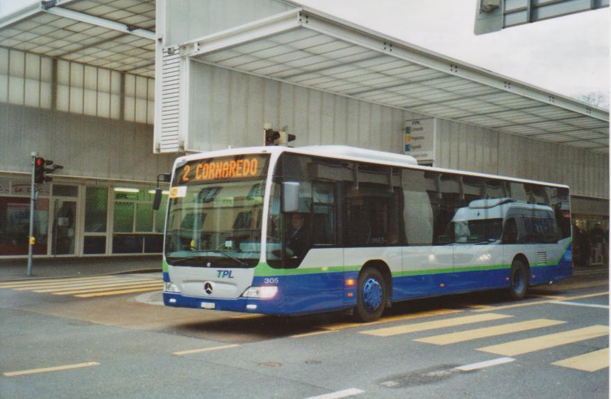 (112'630) - TPL Lugano - Nr. 305/TI 225'106 - Mercedes am 9. Dezember 2008 in Lugano, Centro