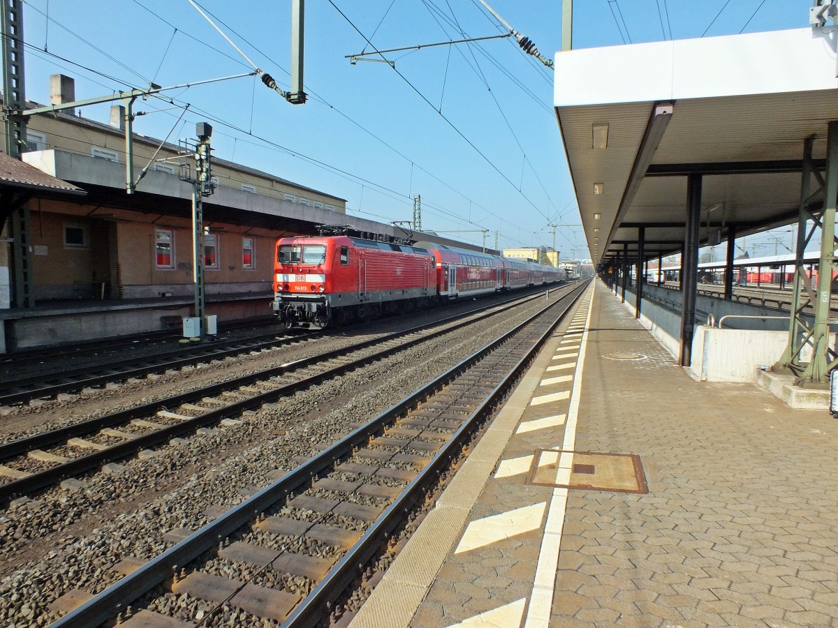 114 013 verlsst am 14.3.14 Fulda in Richtung Frankfurt (Main).