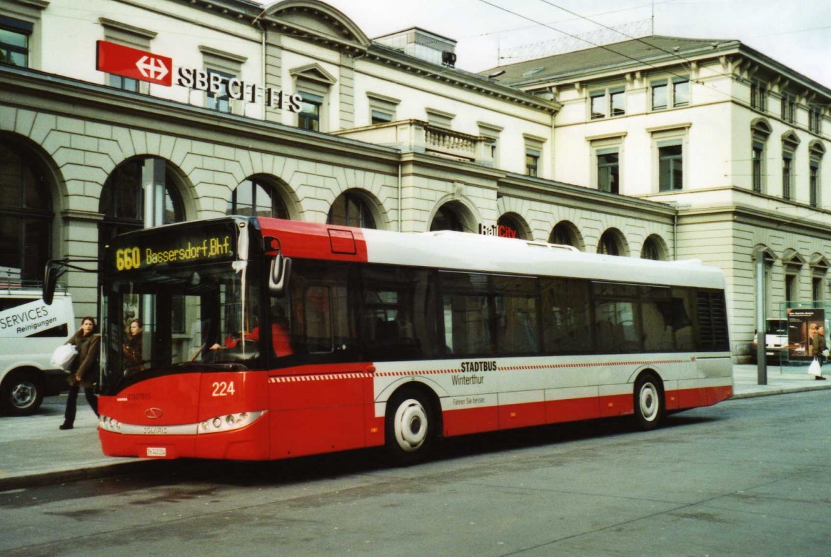 (114'103) - SW Winterthur - Nr. 224/ZH 745'224 - Solaris am 21. Januar 2009 beim Hauptbahnhof Winterthur