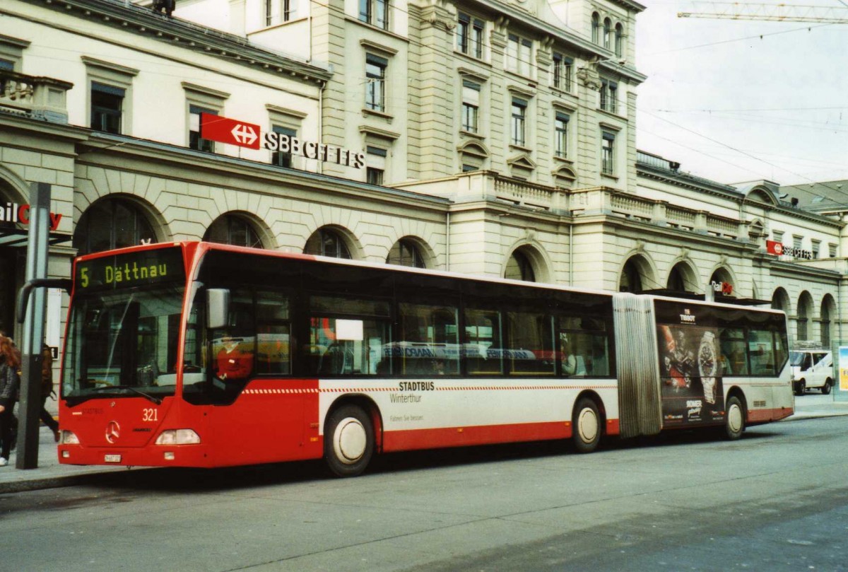 (114'109) - SW Winterthur - Nr. 321/ZH 687'321 - Mercedes am 21. Januar 2009 beim Hauptbahnhof Winterthur