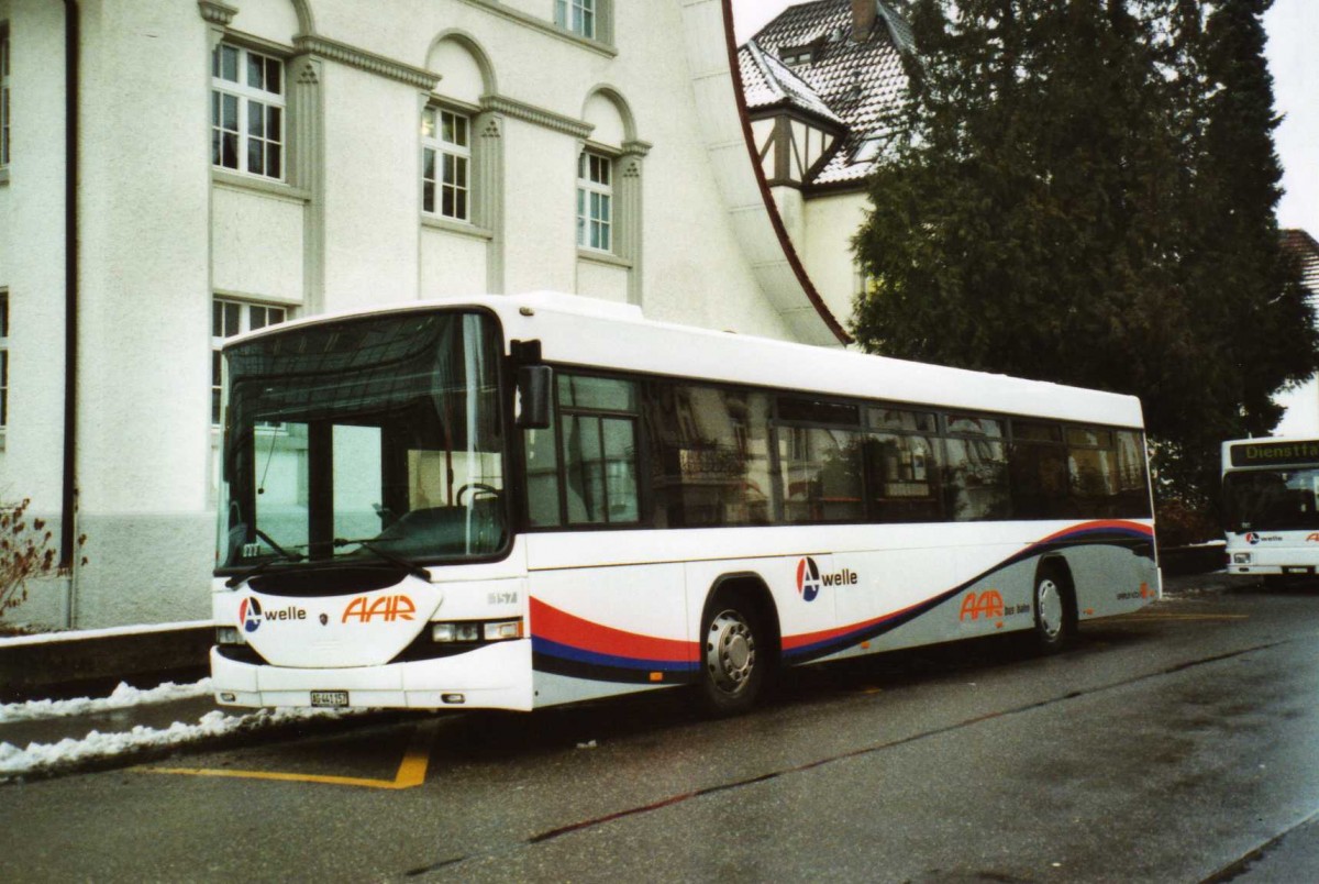 (114'435) - AAR bus+bahn, Aarau - Nr. 157/AG 441'157 - Scania/Hess am 17. Februar 2009 beim Bahnhof Aarau