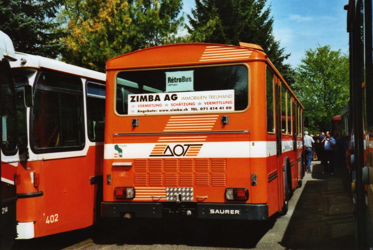 (116'132) - AOT Amriswil (Rtrobus) - Nr. 8 - Saurer/Tscher (ex Frommelt, Vaduz) am 25. April 2009 in Bressonnaz, Rtrobus