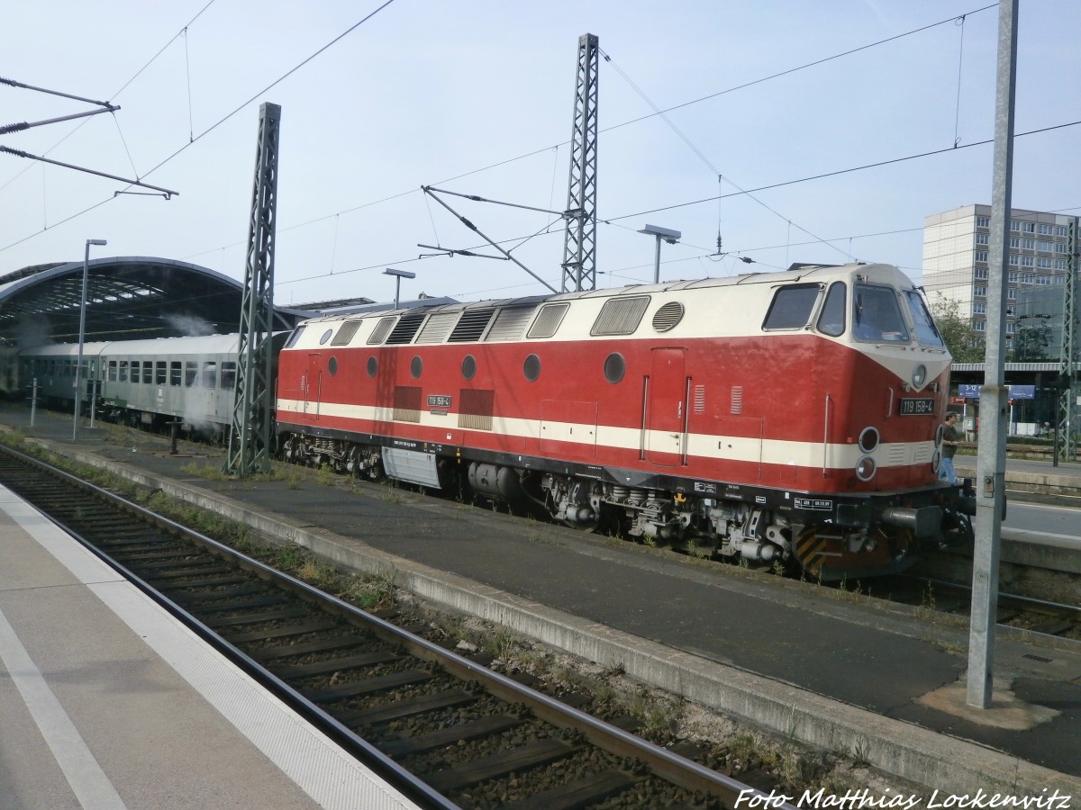 119 158 am Zugende des SDZ im Bahnhof Halle (Saale) Hbf am 16.5.15