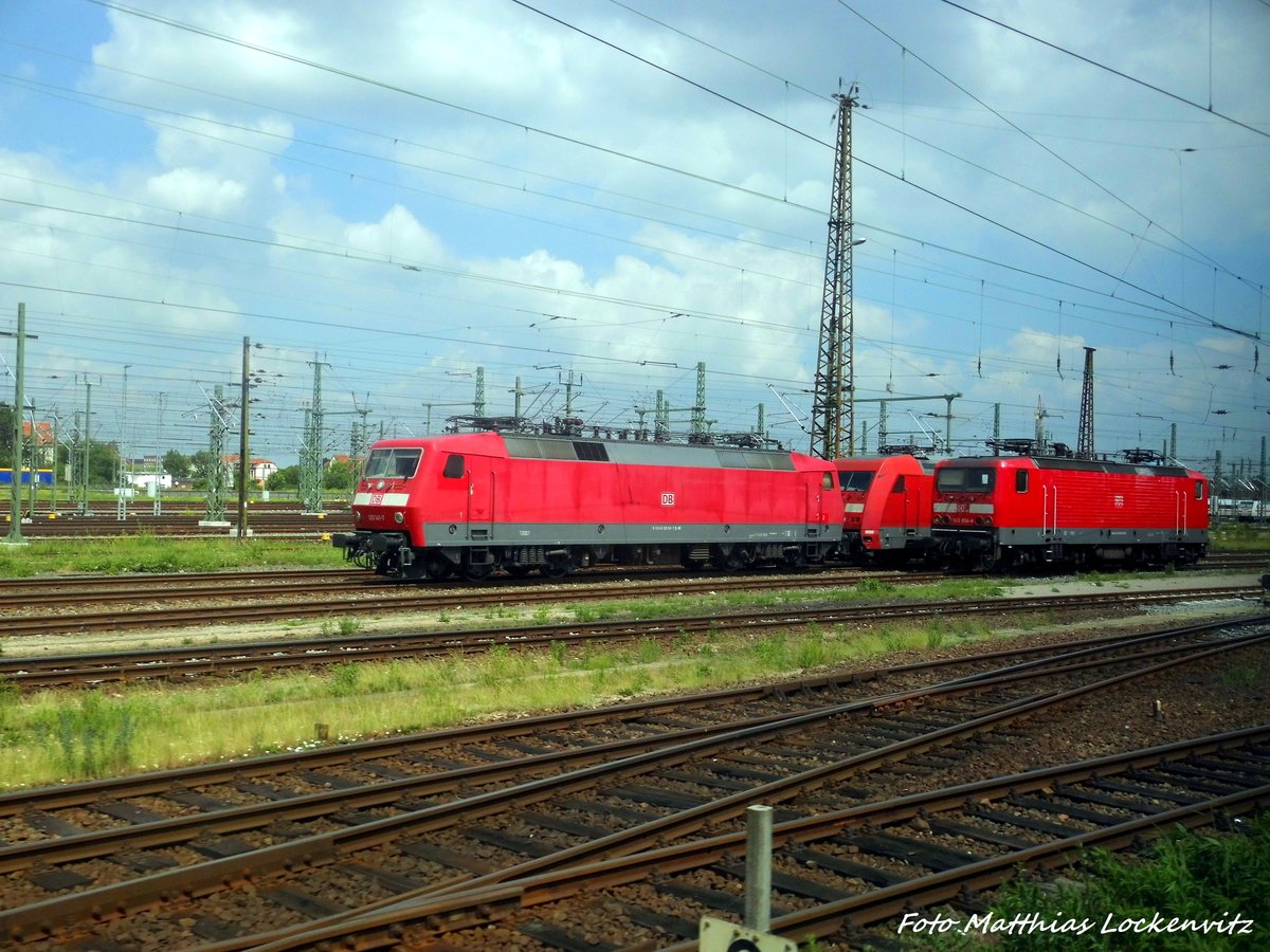 120 141, 101 XXX und 143 854 abgestellt in Leipzig am 4.6.16