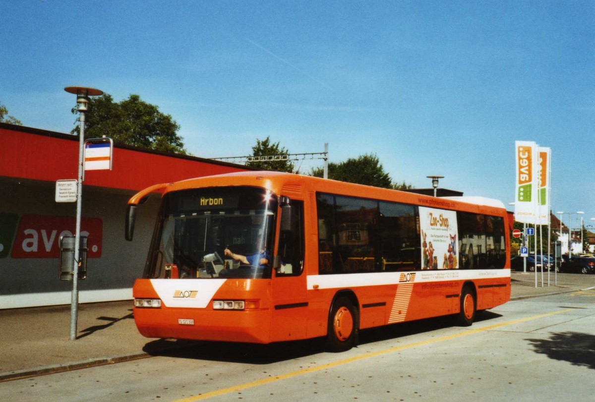 (120'126) - AOT Amriswil - Nr. 12/TG 121'300 - Neoplan (ex SBC Chur Nr. 20) am 19. August 2009 beim Bahnhof Amriswil