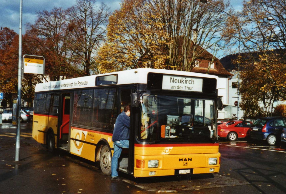 (122'204) - PostAuto Ostschweiz - Nr. 5/TG 158'205 - MAN/Lauber (ex P 22'000) am 18. November 2009 beim Bahnhof Weinfelden