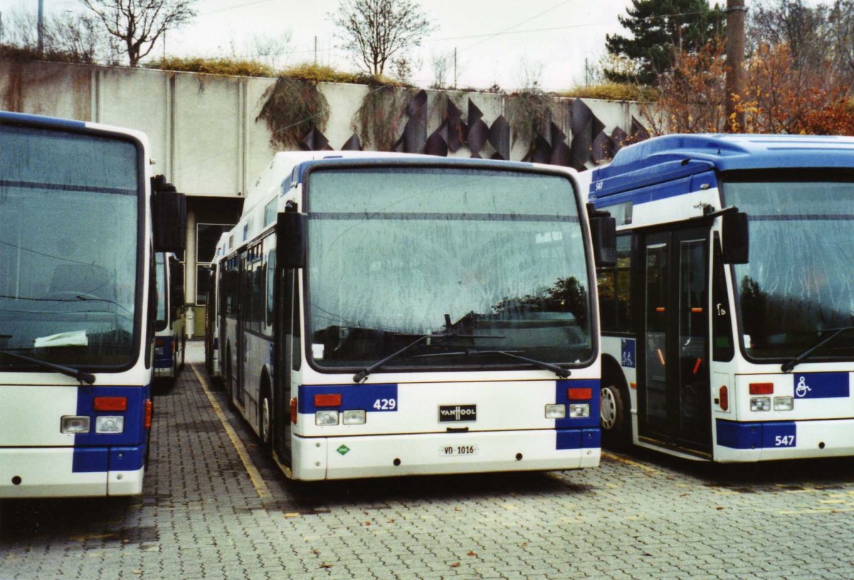 (122'308) - TL Lausanne - Nr. 429/VD 1016 - Van Hool am 19. November 2009 in Lausanne, Dpt Borde