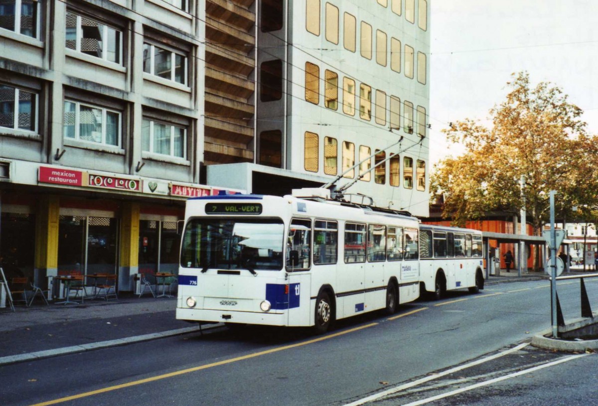 (122'337) - TL Lausanne - Nr. 776 - NAW/Lauber Trolleybus am 19. November 2009 in Lausanne, Chauderon