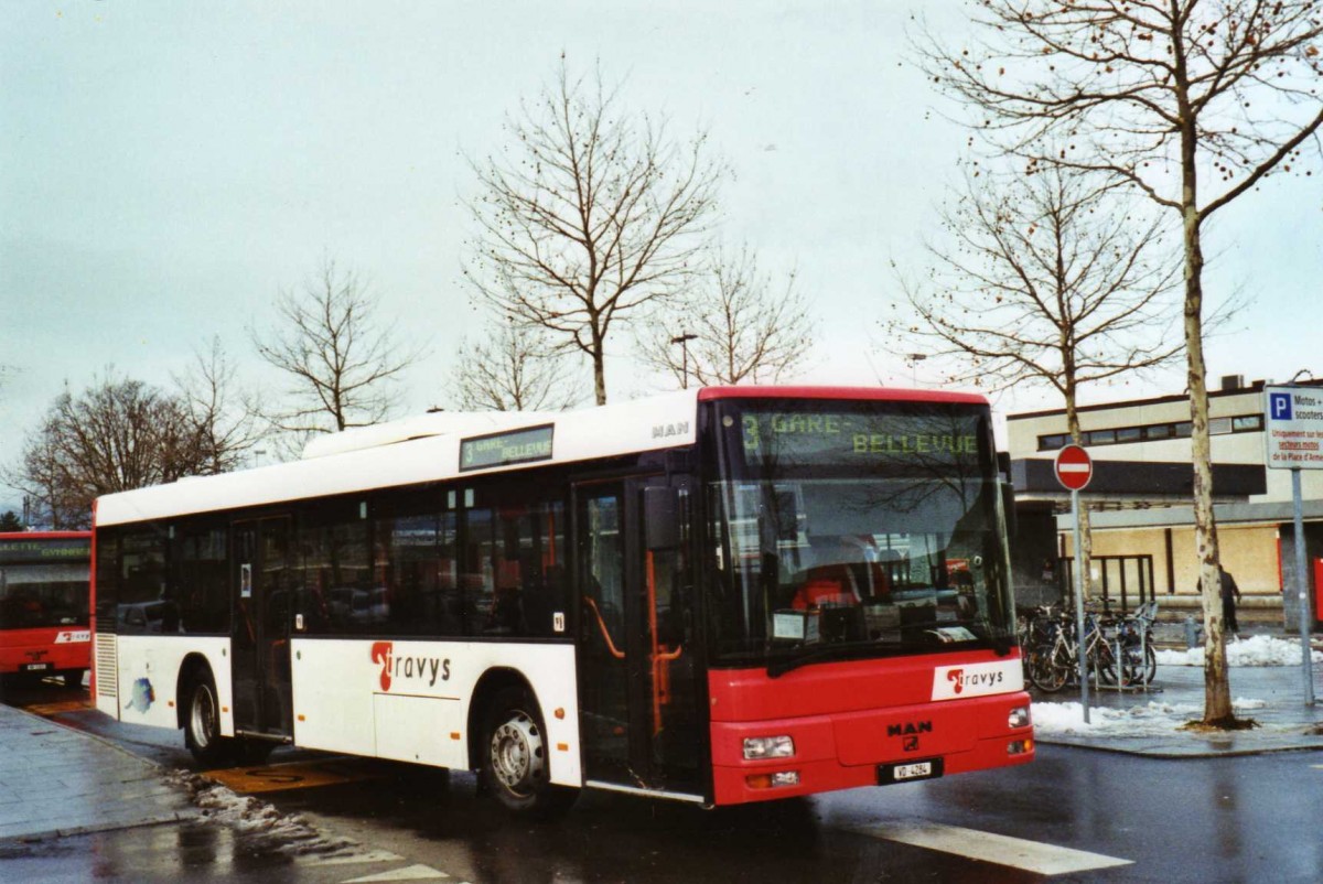 (123'325) - TRAVYS Yverdon - VD 4284 - MAN am 23. Dezember 2009 beim Bahnhof Yverdon