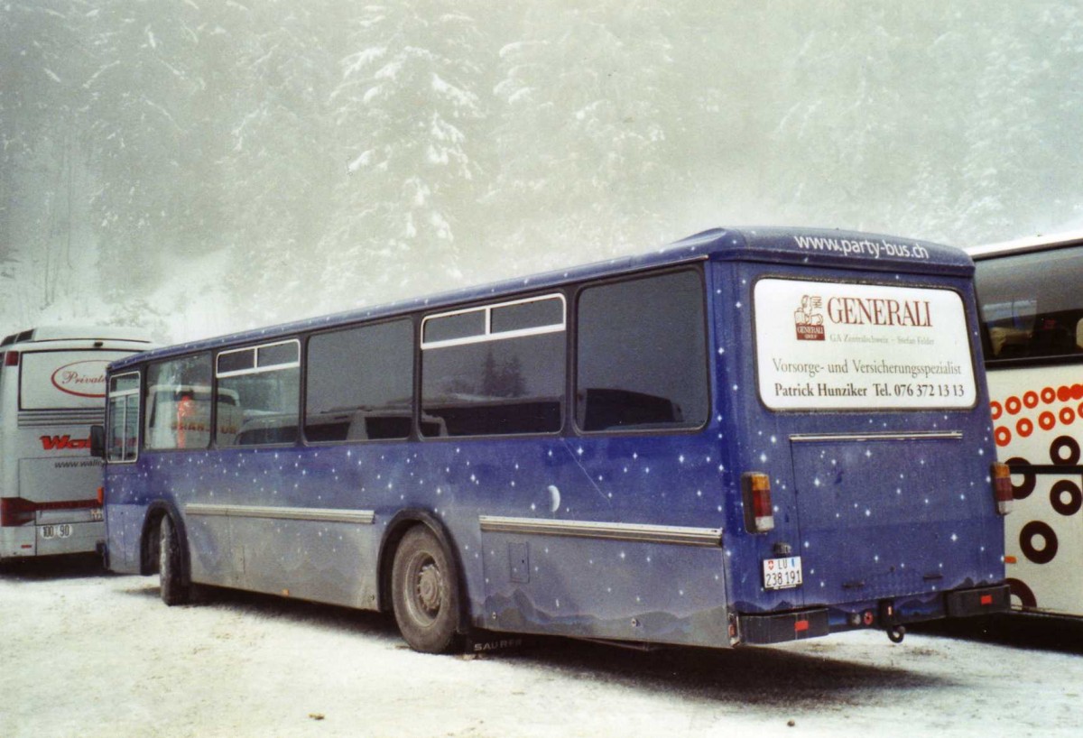 (123'827) - Party-Bus, Ruswil - LU 238'191 - Saurer/Hess (ex ARAG Ruswil Nr. 1) am 9. Januar 2010 in Adelboden, ASB