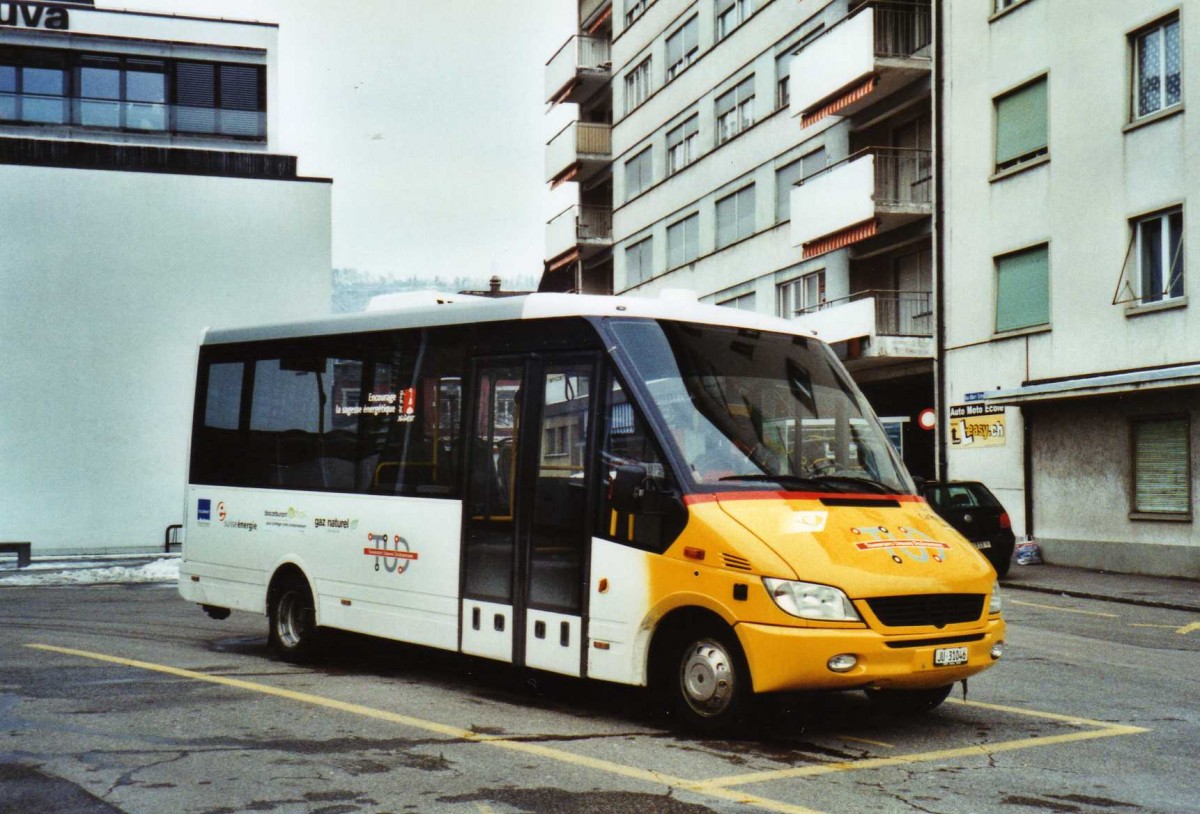 (124'428) - CarPostal Ouest - Nr. 1/JU 31'046 - Mercedes am 15. Februar 2010 beim Bahnhof Delmont