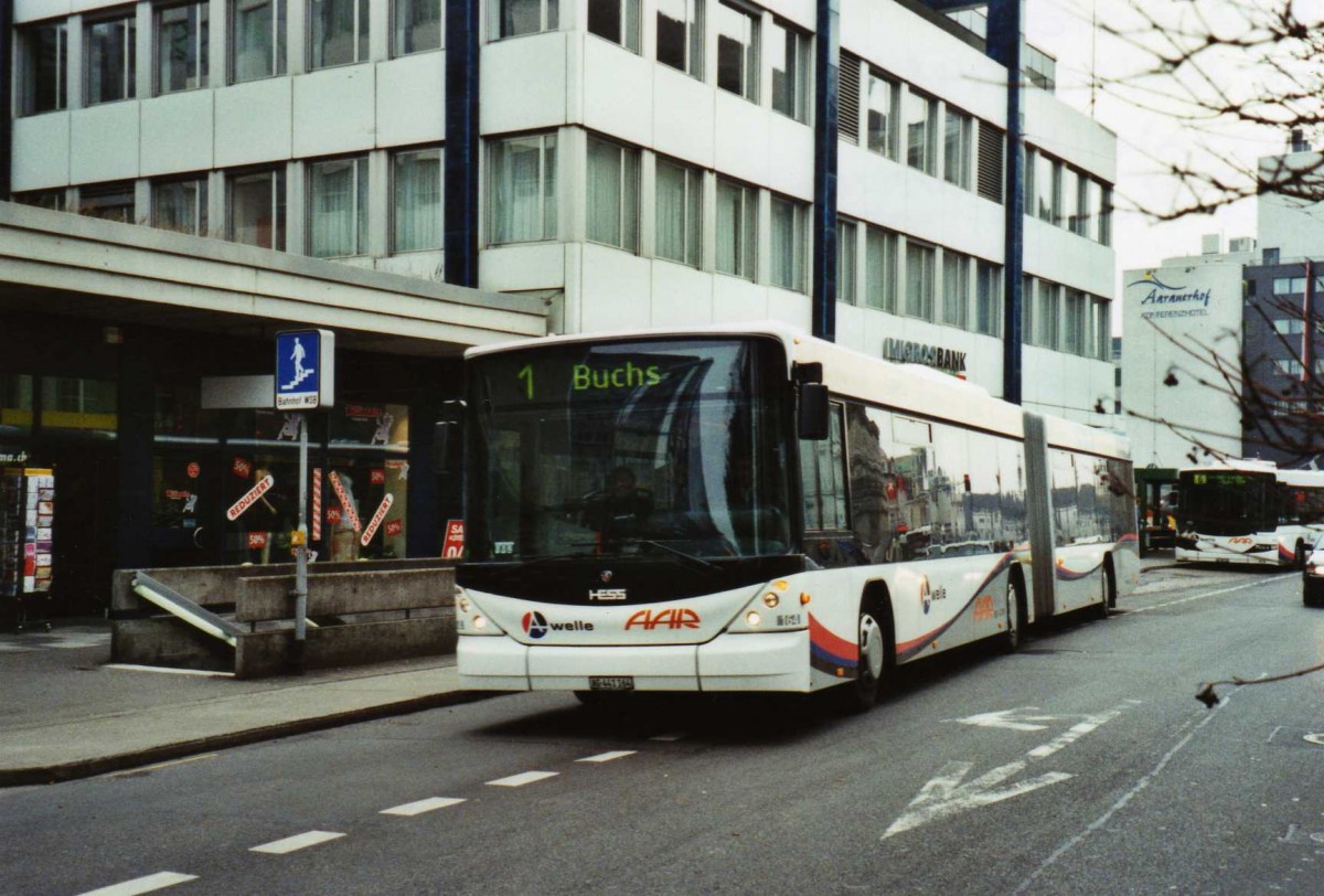 (124'511) - AAR bus+bahn, Aarau - Nr. 164/AG 441'164 - Scania/Hess am 17. Februar 2010 beim Bahnhof Aarau