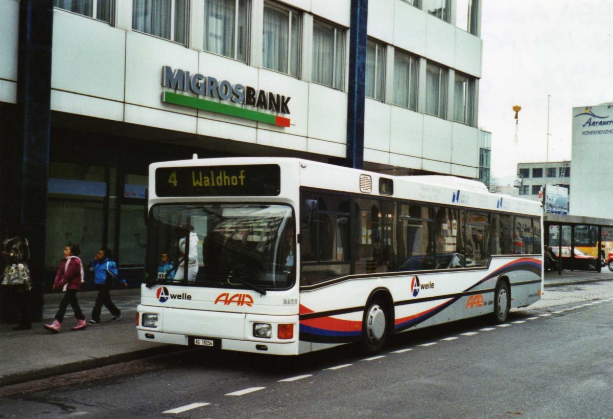 (124'518) - AAR bus+bahn, Aarau - Nr. 154/AG 18'254 - MAN am 17. Februar 2010 beim Bahnhof Aarau