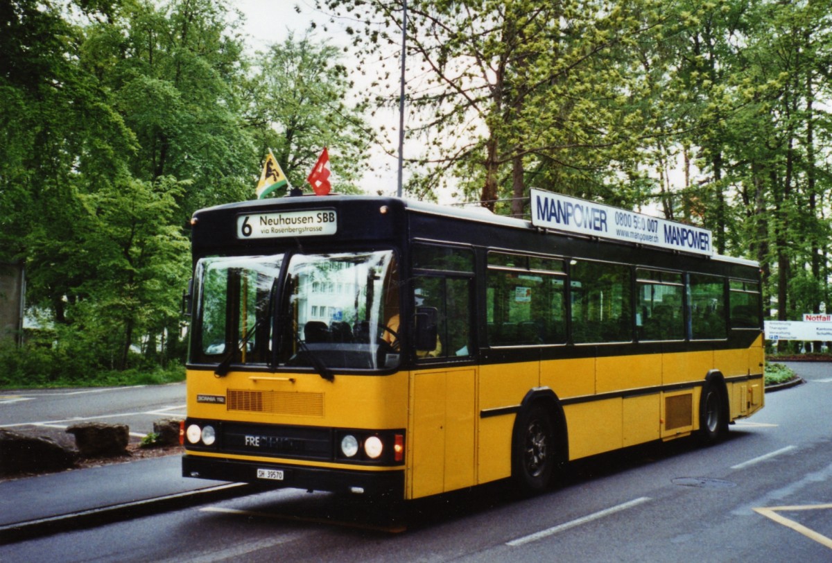 (126'225) - Ruklic, Schaffhausen - SH 39'570 - Scania/FHS (ex VBSH Schaffhausen Nr. 36; ex VBSH Schaffhausen Nr. 1) am 16. Mai 2010 in Schaffhausen, J.J. Wepferstrasse