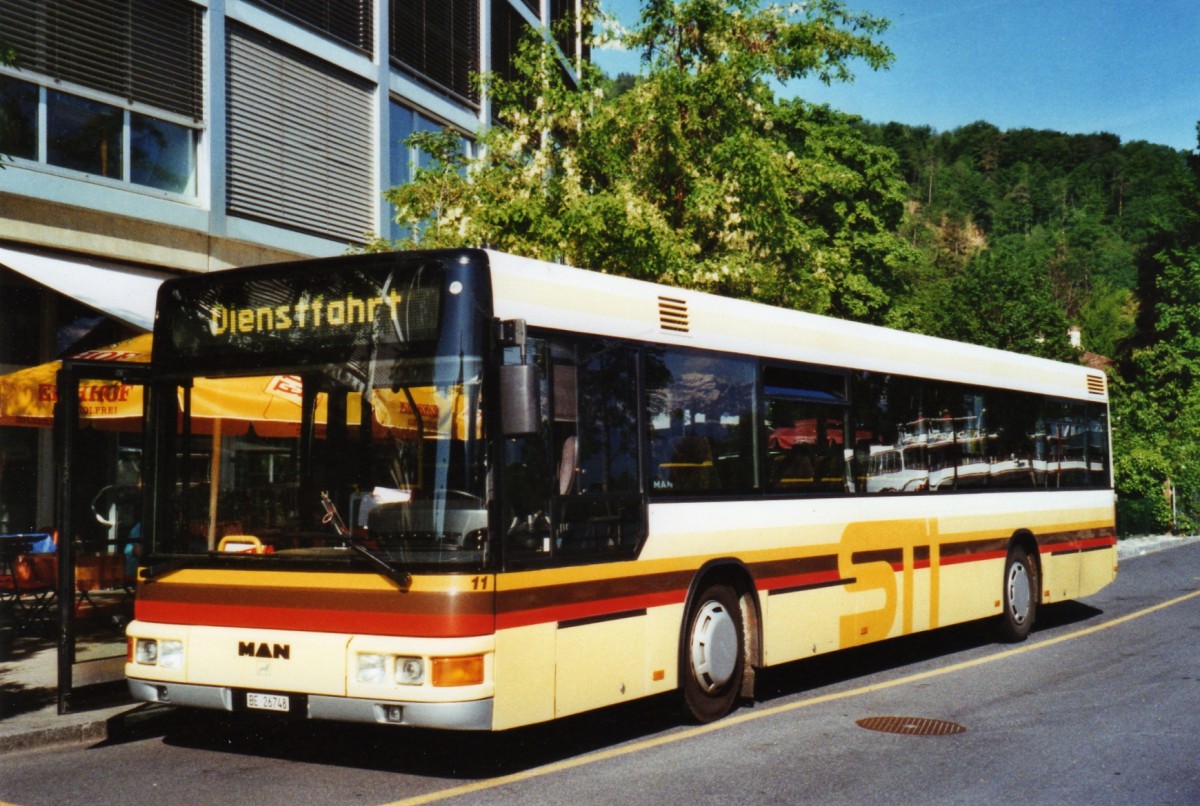 (126'517) - STI Thun - Nr. 11/BE 26'748 - MAN (ex TSG Blumenstein Nr. 2) am 24. Mai 2010 bei der Schifflndte Thun