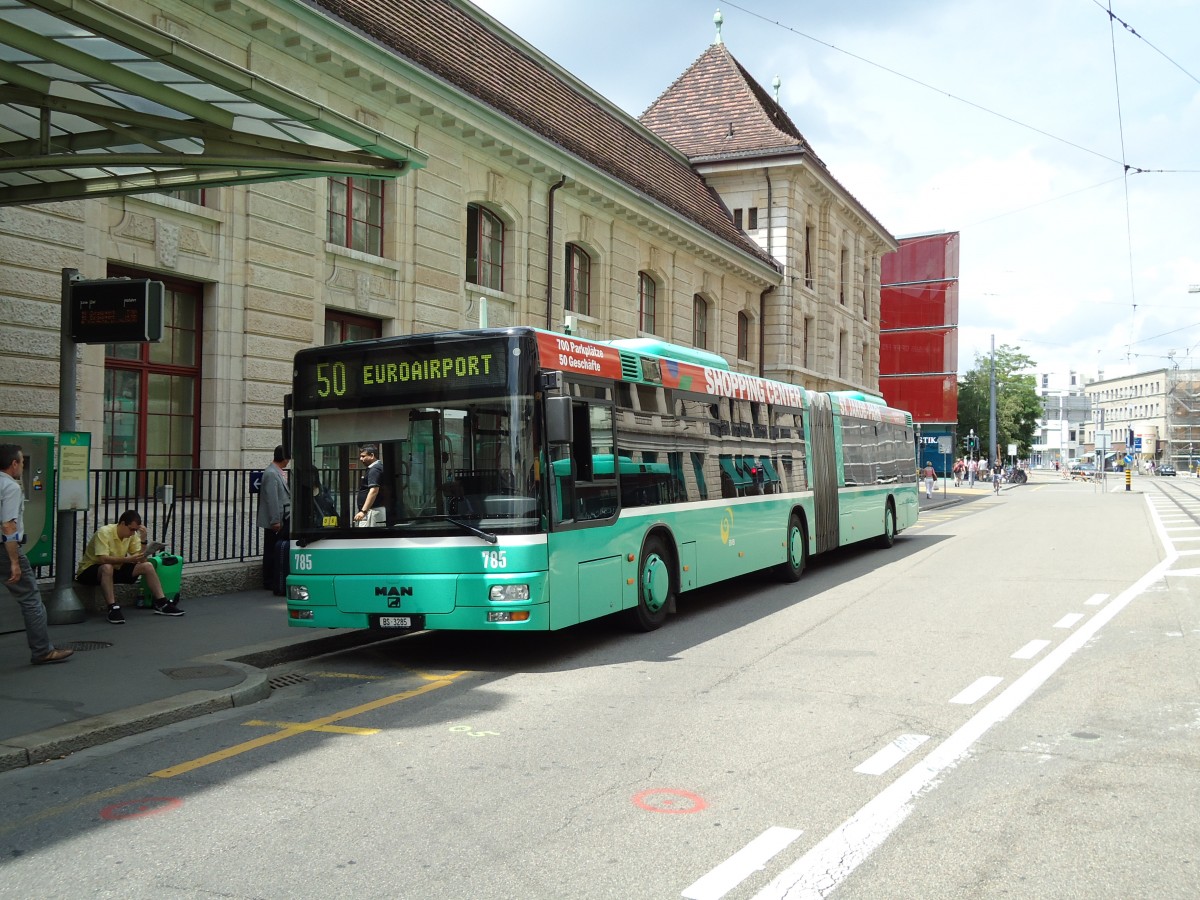 (127'651) - BVB Basel - Nr. 785/BS 3285 - MAN am 6. Juli 2010 beim Bahnhof Basel