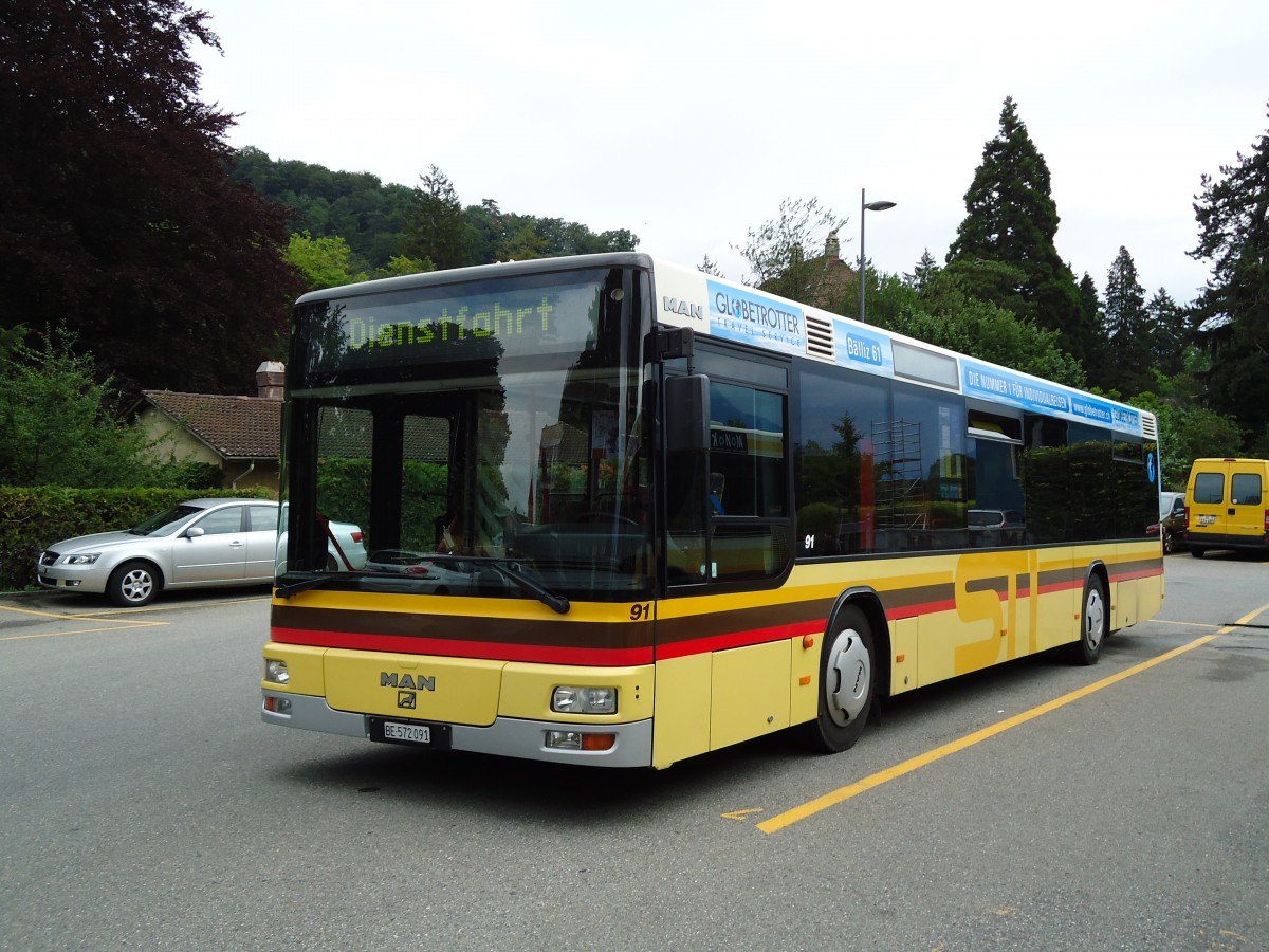 (128'016) - STI Thun - Nr. 91/BE 572'091 - MAN am 24. Juli 2010 bei der Schifflndte Thun