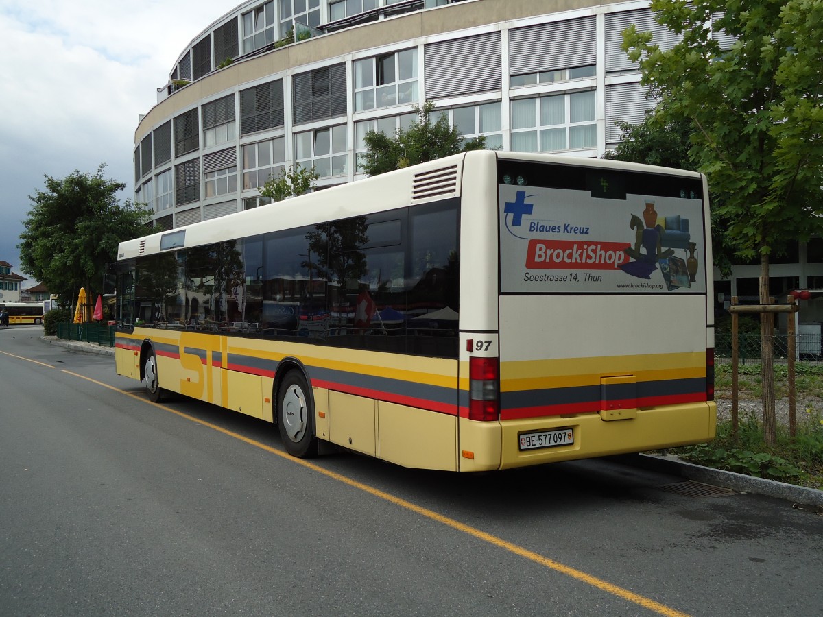 (128'020) - STI Thun - Nr. 97/BE 577'097 - MAN am 24. Juli 2010 bei der Schifflndte Thun